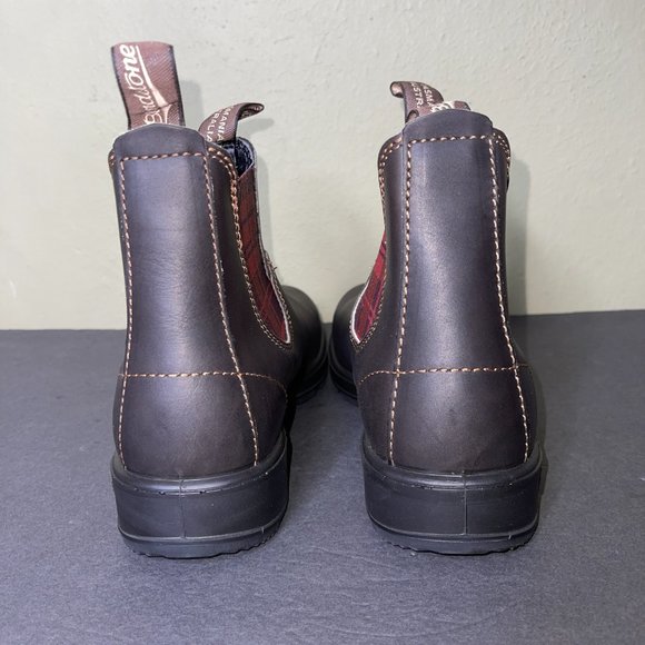 New Women's Blundstone Chelsea Boots Size 10 Stout Brown Tartan Plaid Hiking - Picture 6 of 11